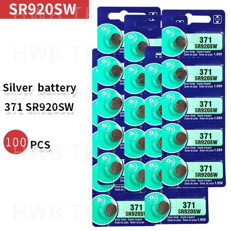 Фото 100ps Silver Oxide Watch Battery 371 SR920SW 920 1.55V 100% original brand renata battery | Электроника