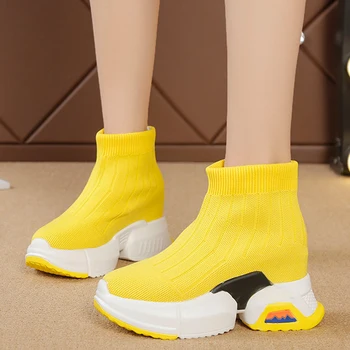 Rimocy Breathable Knit Platform Sneakers Women Spring 2020 Fashion High Top Sock Shoes Woman Height Increasing Yellow Sneakers 
Rimocy Breathable Knit Platform Sneakers Women Spring 2020 Fashion High Top Sock Shoes Woman Height Increasing Yellow Sneakers