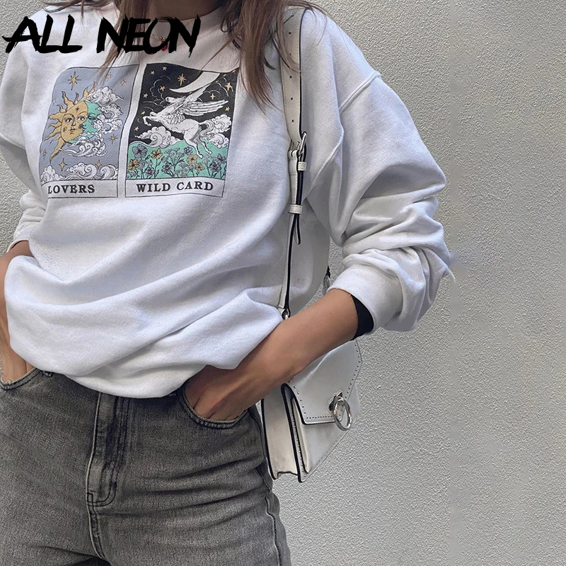 ALLNeon E-girl Vintage Graphic Pattern Crewneck Oversized Sweatshirts Y2K Aesthetics Print Long Sleeve White Top 90s Streetwear
ALLNeon E-girl Vintage Graphic Pattern Crewneck Oversized Sweatshirts Y2K Aesthetics Print Long Sleeve White Top 90s Streetwear