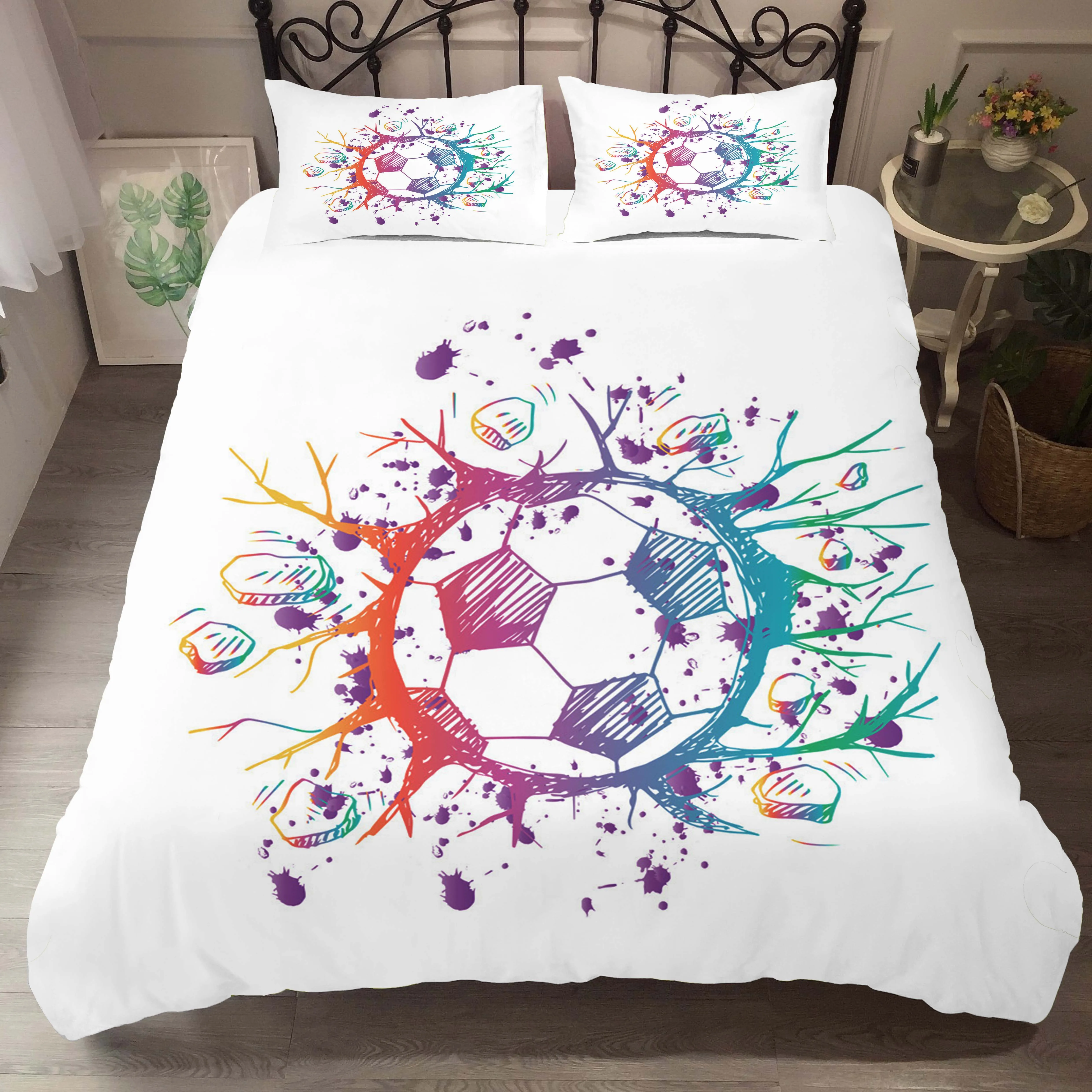 Beddings Cover Bed Sets Euro Duver Cover Colorful Football Printed Home Tetiles Adult Bed Clothes with Pillowcases
Beddings Cover Bed Sets Euro Duver Cover Colorful Football Printed Home Tetiles Adult Bed Clothes with Pillowcases