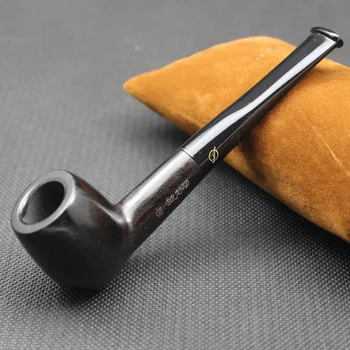 

Classic Men Handmade Ebony Wood Smoke Tobacco Smoking Pipe Set Straight Wooden Pipe + Pouch + Holder + 10pc 9mm Pipe Filter 496