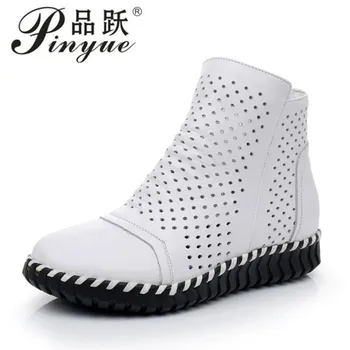 Genuine Leather Summer Women Ankle Boots Flower Cutout Breakthrough Trends Low Heels Round Toe Beige Black one pair 2019
Genuine Leather Summer Women Ankle Boots Flower Cutout Breakthrough Trends Low Heels Round Toe Beige Black one pair 2019