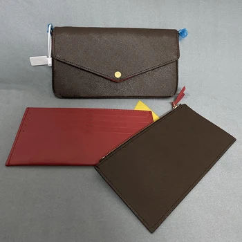 

Free shipping luxury brand POCHETTE FELICIE chain bag M61276 messenger bag lady clutch Monogram leather 3PCS card holder