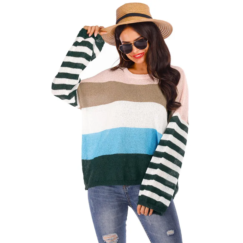 Long Sleeve O-Neck Sweater Autumn Winter Women's Loose Knit Pullovers Sweater White Black Striped Clothes Ladies Vintage Retro
Long Sleeve O-Neck Sweater Autumn Winter Women's Loose Knit Pullovers Sweater White Black Striped Clothes Ladies Vintage Retro