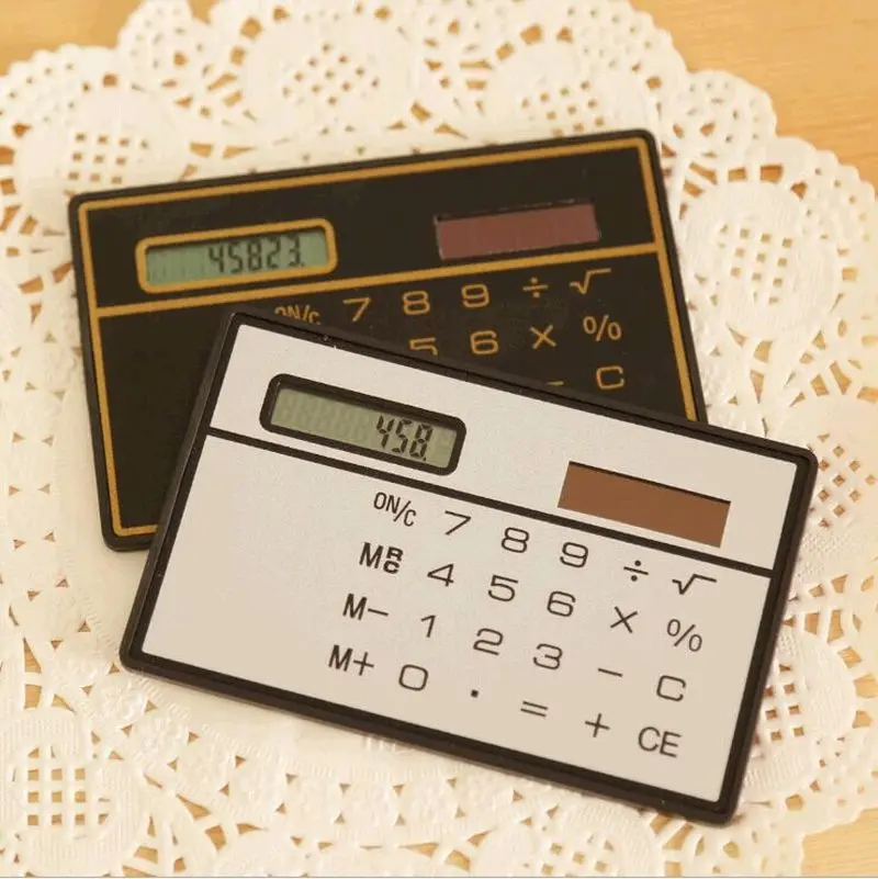 1PCs Mini Calculator Ultra Thin Credit Card Sized 8-Digit Portable Solar Powered Pocket Calculators Office School Supplies
1PCs Mini Calculator Ultra Thin Credit Card Sized 8-Digit Portable Solar Powered Pocket Calculators Office School Supplies