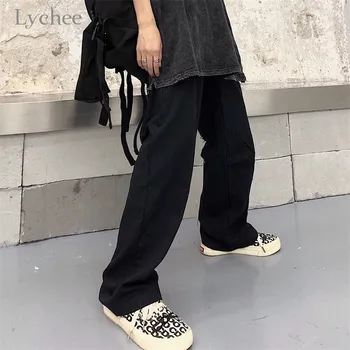 Lychee Harajuku Solid Color Zipper Women Pants Casual Loose Elastic Waist Straight Leg Female Trousers Spring Autumn Lady Bottom 
Lychee Harajuku Solid Color Zipper Women Pants Casual Loose Elastic Waist Straight Leg Female Trousers Spring Autumn Lady Bottom
