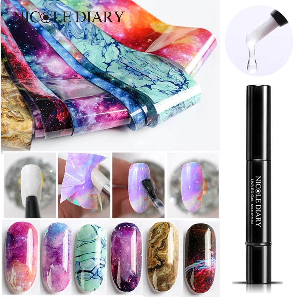 NICOLE DIARY Nail Foil Adhesive Transfer Gel Glue Starry Paper Print Foils Wraps Decals Sticker Polish Set
NICOLE DIARY Nail Foil Adhesive Transfer Gel Glue Starry Paper Print Foils Wraps Decals Sticker Polish Set