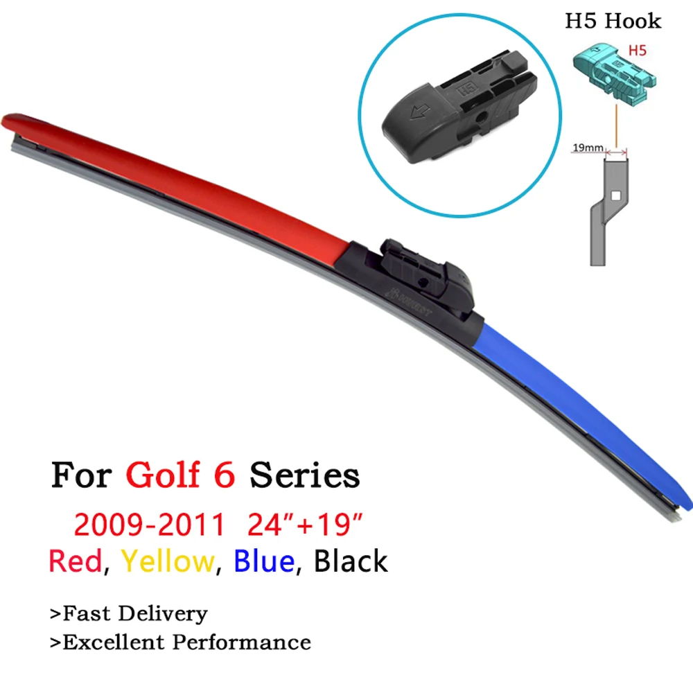 Color Windscreen Wiper Blade For Volkswagen VW Golf 6 Model Year From 2009 To 2011 Red Blue Yellow Black Winter Wipers 24" & 19"
Color Windscreen Wiper Blade For Volkswagen VW Golf 6 Model Year From 2009 To 2011 Red Blue Yellow Black Winter Wipers 24" & 19"