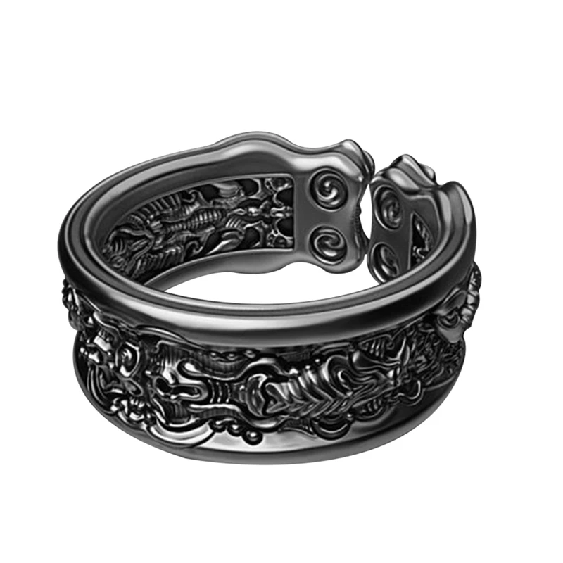 Fashion Black Men Ring Titanium Band Scorpion Totem Custom Engraving Father Gift