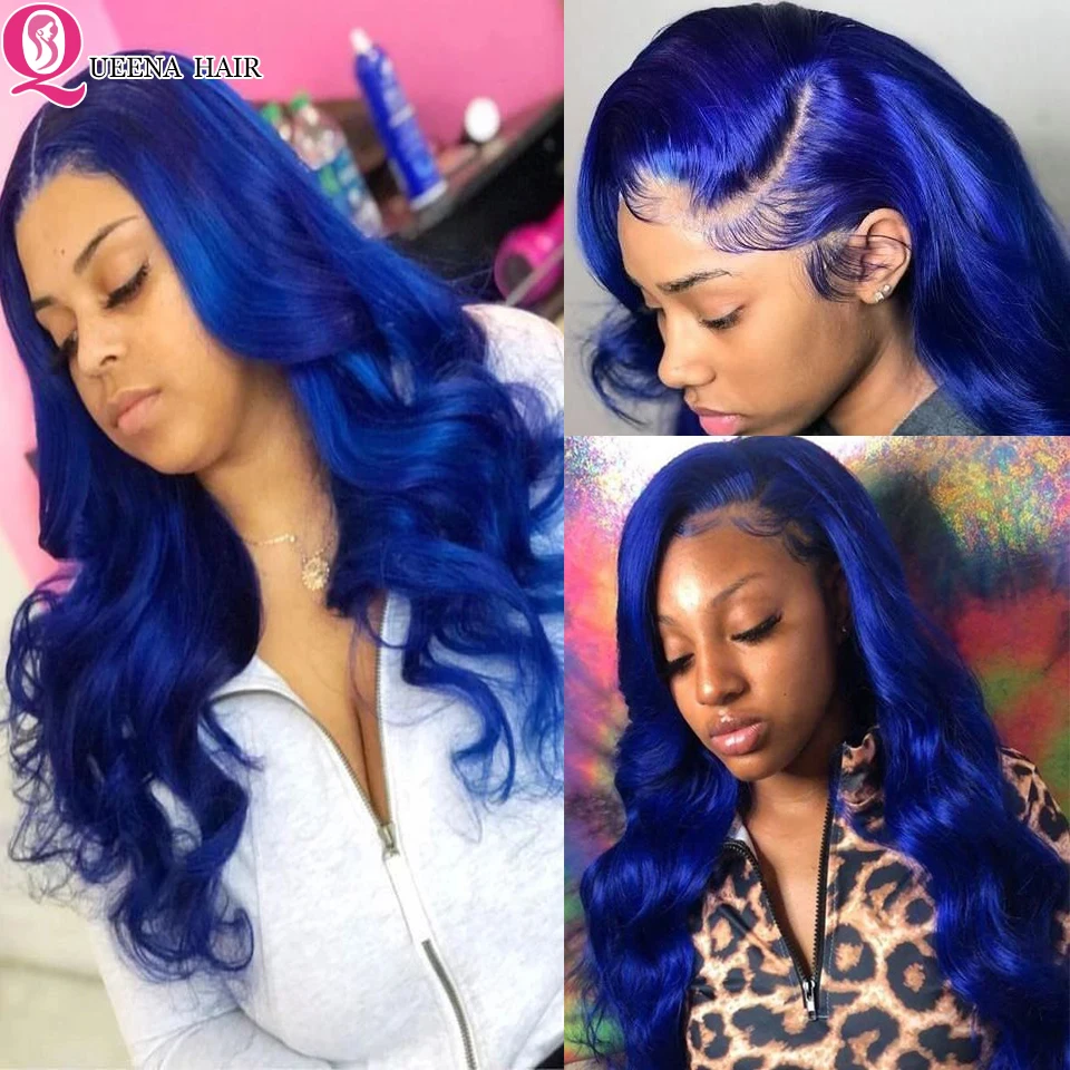 Blue Human Hair Bundles With Closure