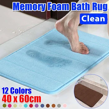 

New 40x60cm Bath Mat Non Slip Bathroom Carpet Washable Quickly Drying Water Absorption Rug Shaggy Memory Foam Kitchen Floor