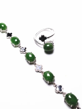 Koraba Koraba 2pcs 925 Sterling Silver Natural Jade Gemstone Black Leaf Bracelet Rings Women Jewelry Set 
Koraba Koraba 2pcs 925 Sterling Silver Natural Jade Gemstone Black Leaf Bracelet Rings Women Jewelry Set