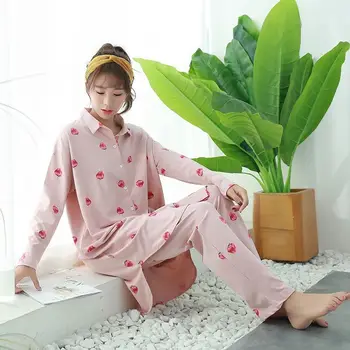 2020 Spring and Autumn New Women Pajamas Pure Cotton Long sleeve Pants Suit Large Size Pijama thin fashion Home clothes 
2020 Spring and Autumn New Women Pajamas Pure Cotton Long sleeve Pants Suit Large Size Pijama thin fashion Home clothes