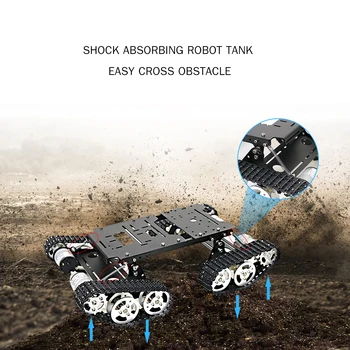 Remote Control Tank Smart Car Robot Car Platform 4WD Robot Tank Chassis Kit Shock Absorbing Robotic DIY Metal Tank Chassis Work
Remote Control Tank Smart Car Robot Car Platform 4WD Robot Tank Chassis Kit Shock Absorbing Robotic DIY Metal Tank Chassis Work