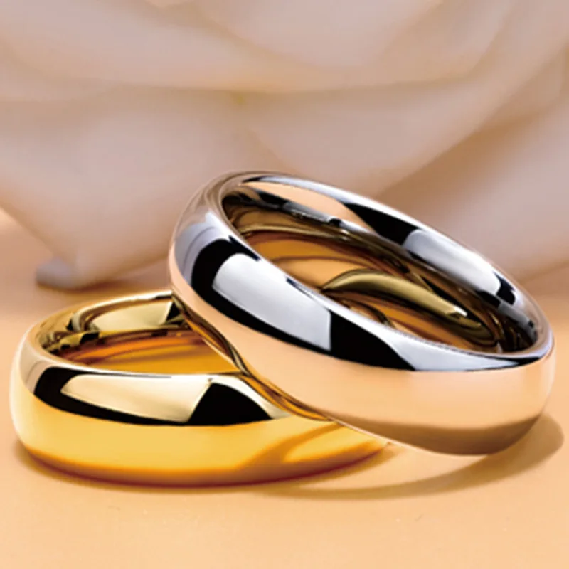 Фото 6 мм простое глянцевое зеркальное титановое стальное кольцо парное для женщин