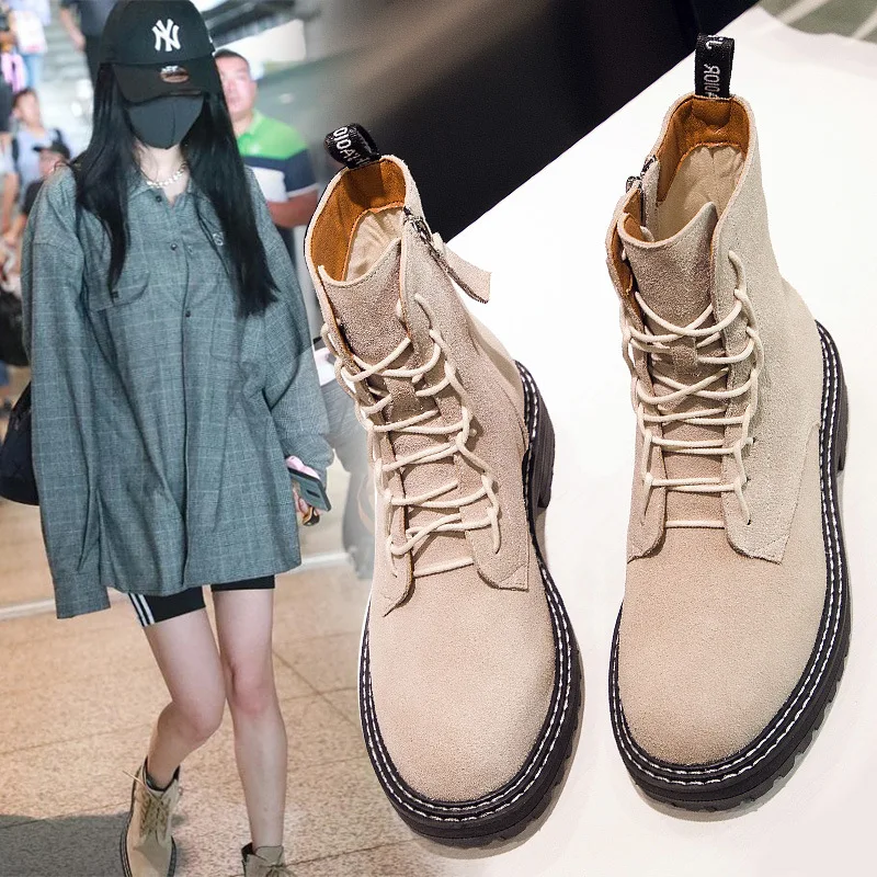 Yang Mi Celebrity Style Short Boots Women's Spring And Autumn 2019 New Style Genuine Leather Thick Bottomed Martin Boots Lace-up
Yang Mi Celebrity Style Short Boots Women's Spring And Autumn 2019 New Style Genuine Leather Thick Bottomed Martin Boots Lace-up