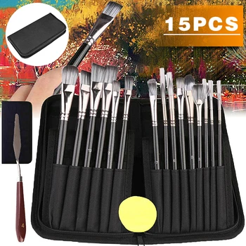 15Pcs Artist Painting Brushes Set Black Wood Handle Nylon Hair for Oil Acrylic Learning DIY Watercolor Pen Art Painting Supplies
15Pcs Artist Painting Brushes Set Black Wood Handle Nylon Hair for Oil Acrylic Learning DIY Watercolor Pen Art Painting Supplies