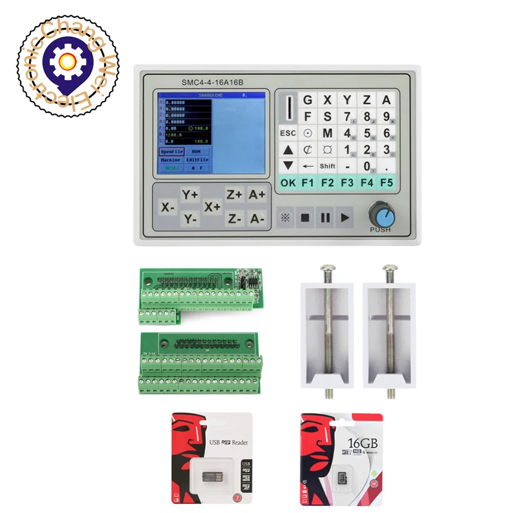 

CNC controller SMC4-4-16A16B offline controller 50KHZ CNC 4 Axis Breakout Board Carving Engraving Machine Control System Card