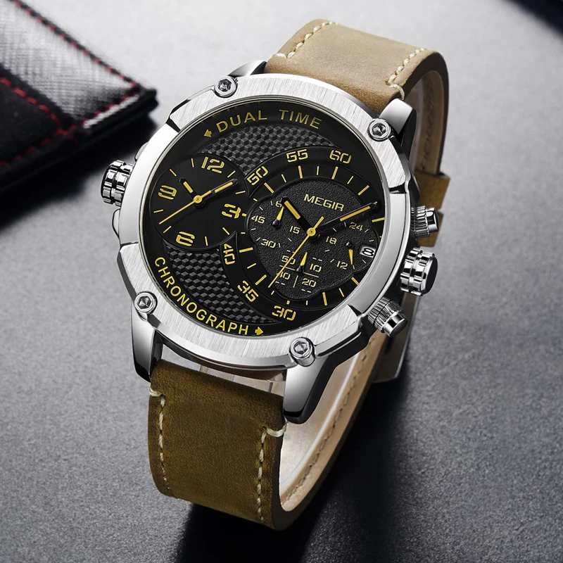 Люксовые часы от бренда MEGIR новый дизайн с хронографом спортивные модные