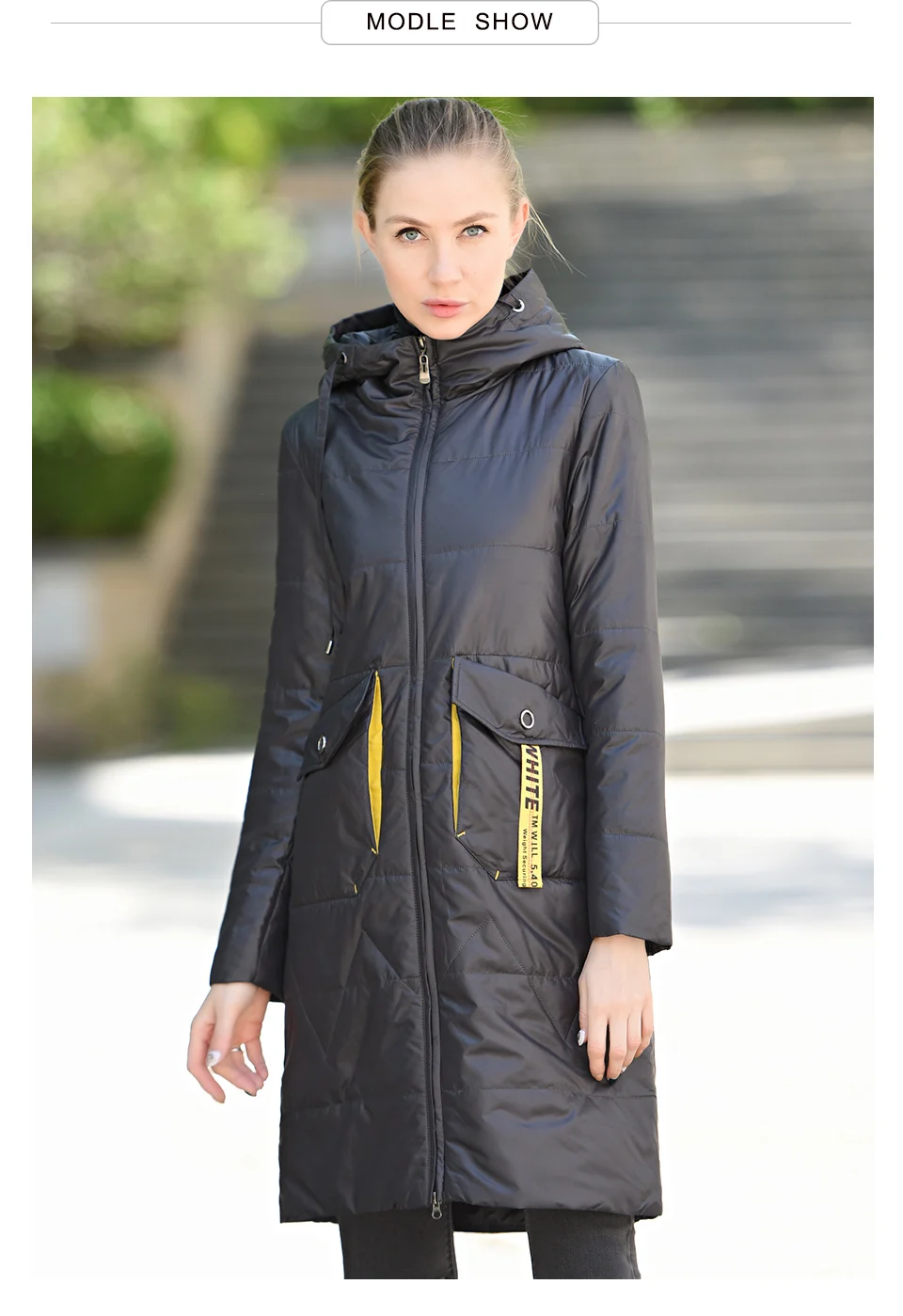 CEPRASK 2020 Spring Autumn Jacket Women Hot Sale Thin Cotton Parka Long Plus Size Hood Fashion Contrast Color Coat NEW Cothes