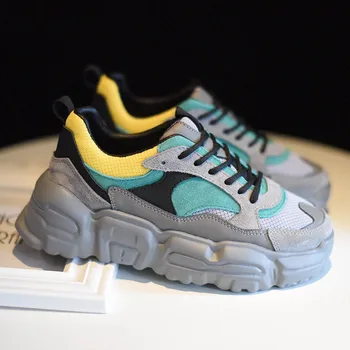 Women's Thick-soled Fashion Sneakers 2020 Spring Autumn New Genuine Leather Color Matching Mesh Design Breathable Casual Shoes 
Women's Thick-soled Fashion Sneakers 2020 Spring Autumn New Genuine Leather Color Matching Mesh Design Breathable Casual Shoes