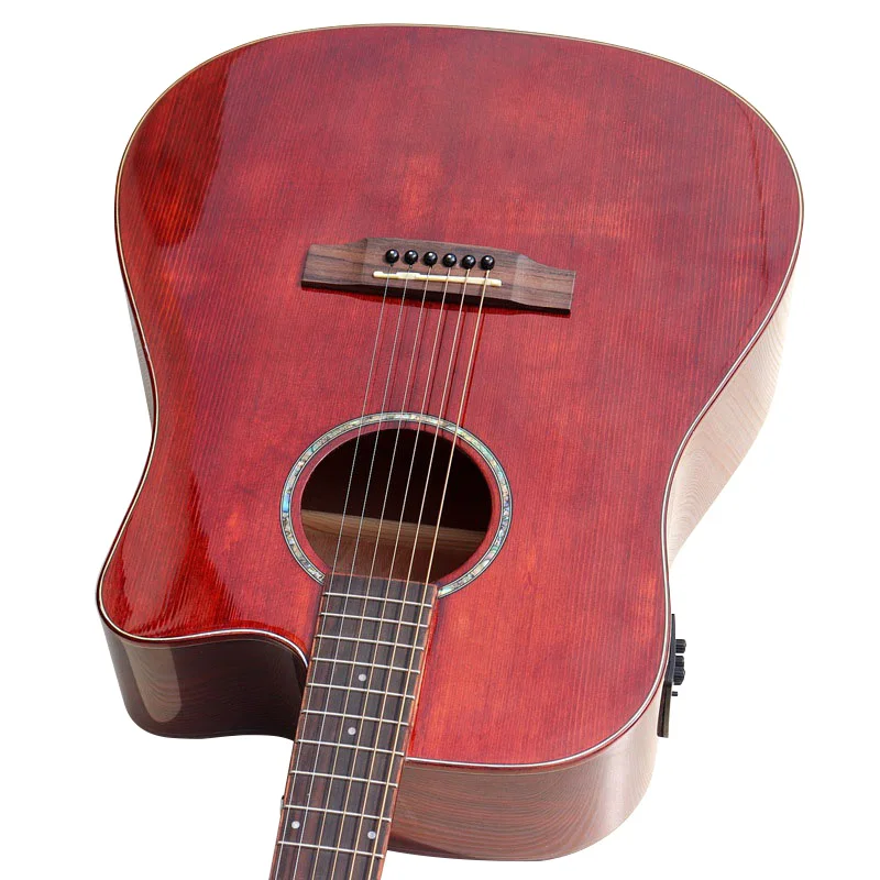 Винтажная электрическая акустическая гитара с ручной росписью из массива дерева