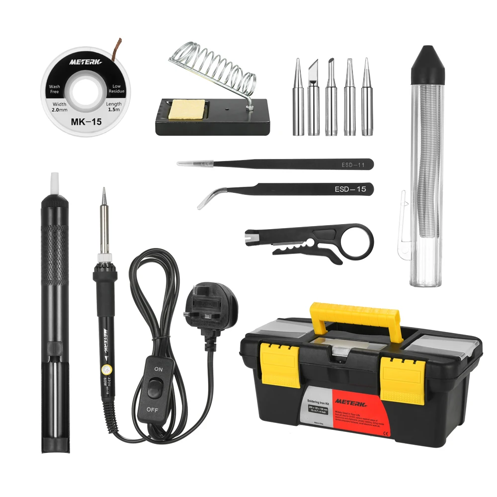 14 in 1 Soldering Iron 60W Adjustable Temperature Electric Soldering Iron Set Welding Solder Station Heat Pencil Repair Tool Kit
14 in 1 Soldering Iron 60W Adjustable Temperature Electric Soldering Iron Set Welding Solder Station Heat Pencil Repair Tool Kit