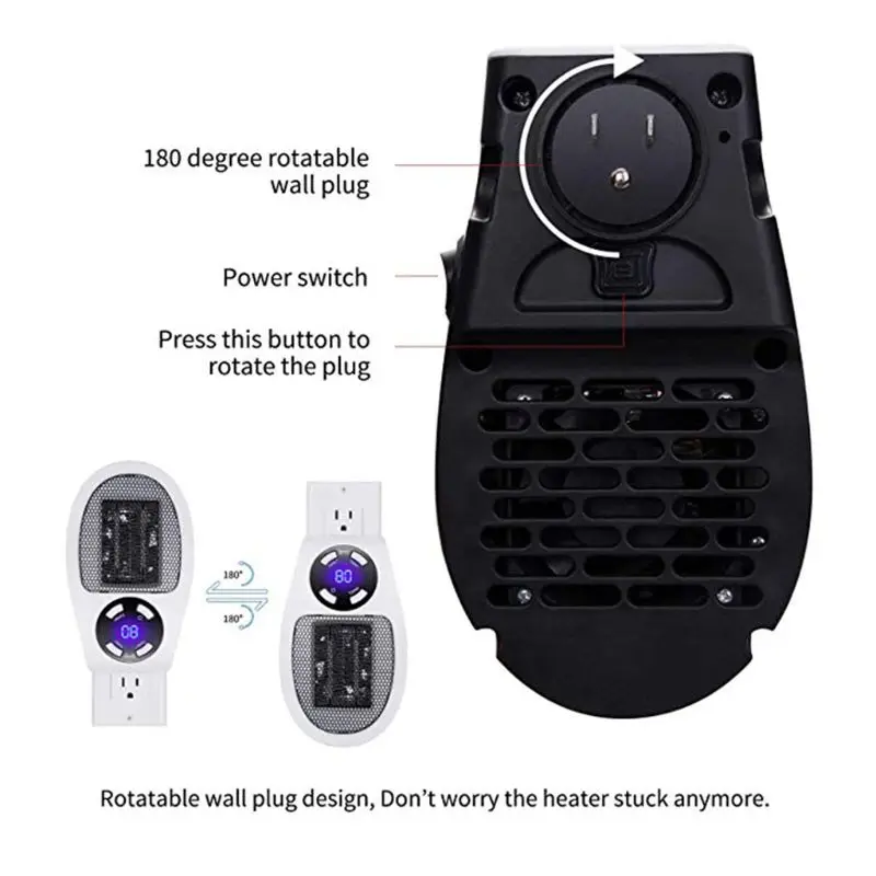 Handy Handy Wall-Outlet Space Heater, Plug-in Ceramic Mini Heater Portable with Timer and LED Display for Office Home Dorm Room,
Handy Handy Wall-Outlet Space Heater, Plug-in Ceramic Mini Heater Portable with Timer and LED Display for Office Home Dorm Room,