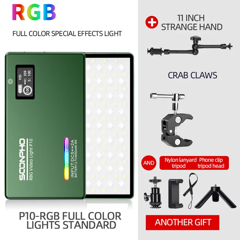 Soonpho 2500K-8500K CRI 95+ RGB LED On-Camera Light Full Color Video Light Bi-Color Panel Light with Mini Tripod
Soonpho 2500K-8500K CRI 95+ RGB LED On-Camera Light Full Color Video Light Bi-Color Panel Light with Mini Tripod