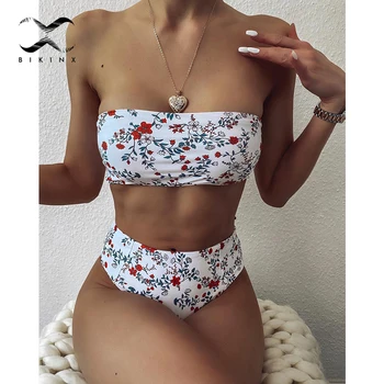 Sexy bandeau bikini set Underwire push up swimsuit women Floral print swimwear High waist bathing suit Backless biquini Bathers
Sexy bandeau bikini set Underwire push up swimsuit women Floral print swimwear High waist bathing suit Backless biquini Bathers