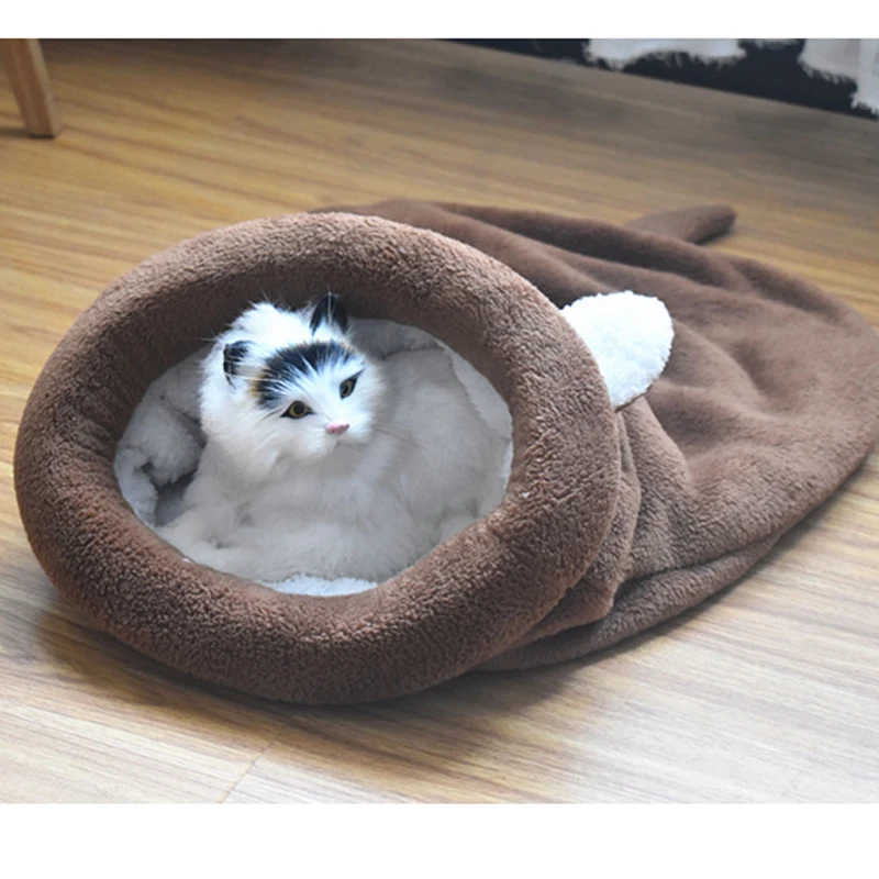 Small-Dog-Basket-Animal-Shaped-Cat-Cave-House-Soft-Warming-Rabbit-Kitten-Kennel-Brown-Grey-Pink (2)
