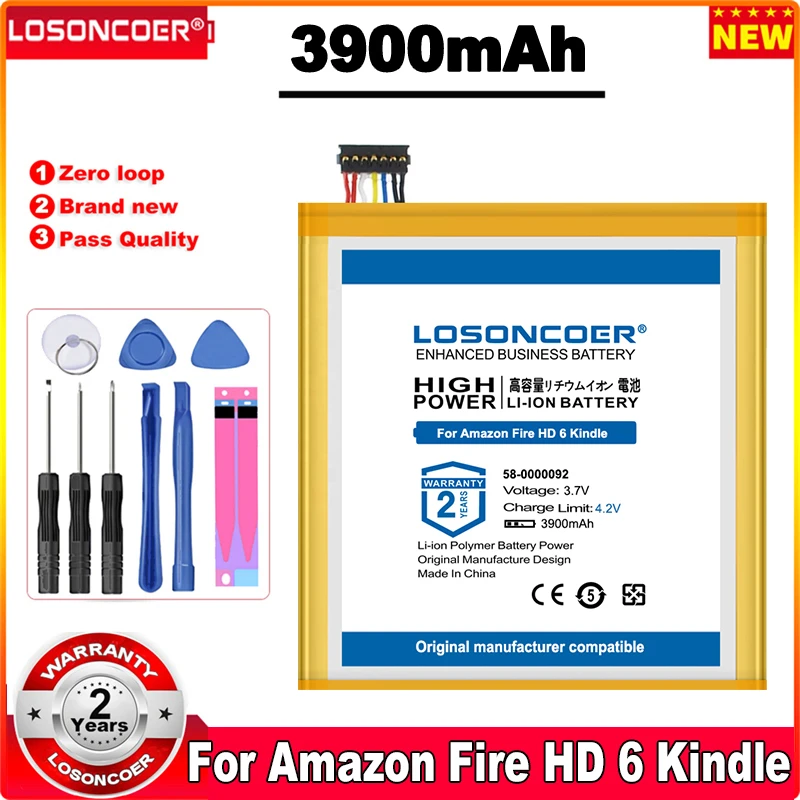 3900mAh 58-0000092 Battery For Amazon Fire Kids 7" HD6 HD 6 Kindle PW98VM 26S1006 26S1006A ST06 B00LCJ0DNC
3900mAh 58-0000092 Battery For Amazon Fire Kids 7" HD6 HD 6 Kindle PW98VM 26S1006 26S1006A ST06 B00LCJ0DNC