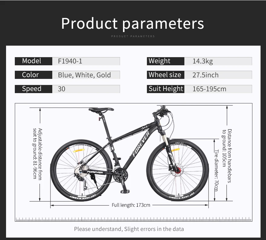 Cheap Forever Men Mountain Racing Bike Light Special Aluminum Alloy Frame Bicycle Hydraulic Disc Brake Cycle MTB 30 Speed Bike 27.5in 3