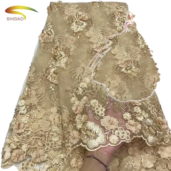 African 3D Floral swiss voile lace Gold Beads Embroidery Bridal Gold 3D Lace Fabrics For Wedding Dress
African 3D Floral swiss voile lace Gold Beads Embroidery Bridal Gold 3D Lace Fabrics For Wedding Dress