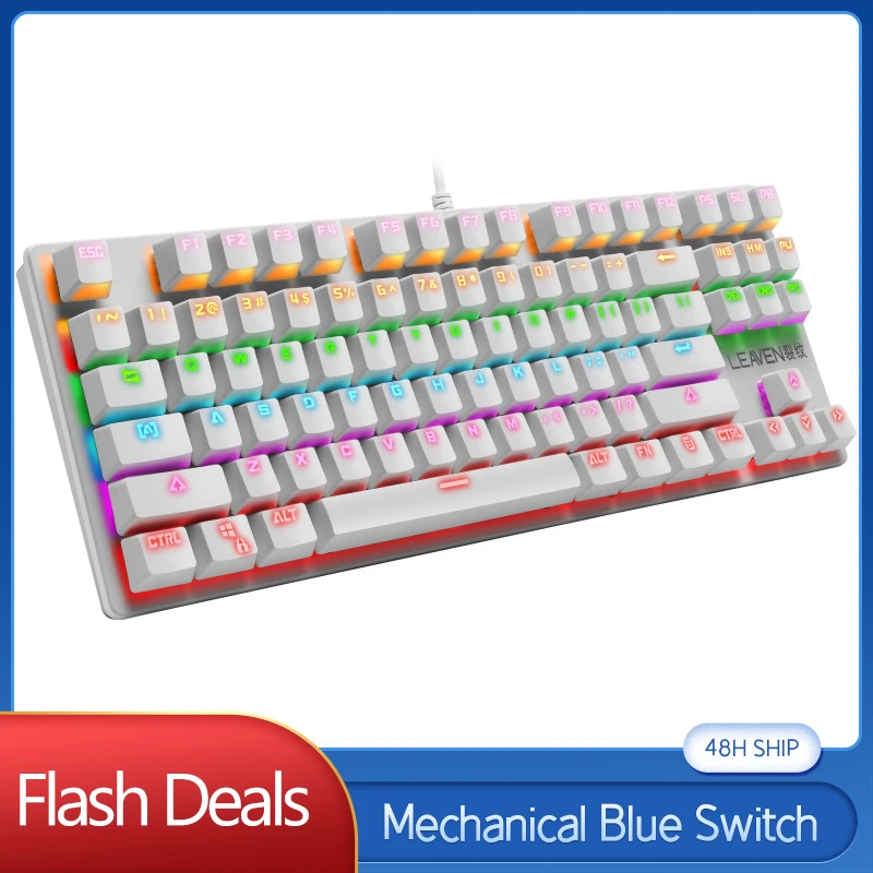 Blue Switch Mechanical Keyboard Computer Gaming Keypads 87 keys RGB Backlit Keyboard for Windows 10/XP/7 8 Keyboards Waterproof
Blue Switch Mechanical Keyboard Computer Gaming Keypads 87 keys RGB Backlit Keyboard for Windows 10/XP/7 8 Keyboards Waterproof