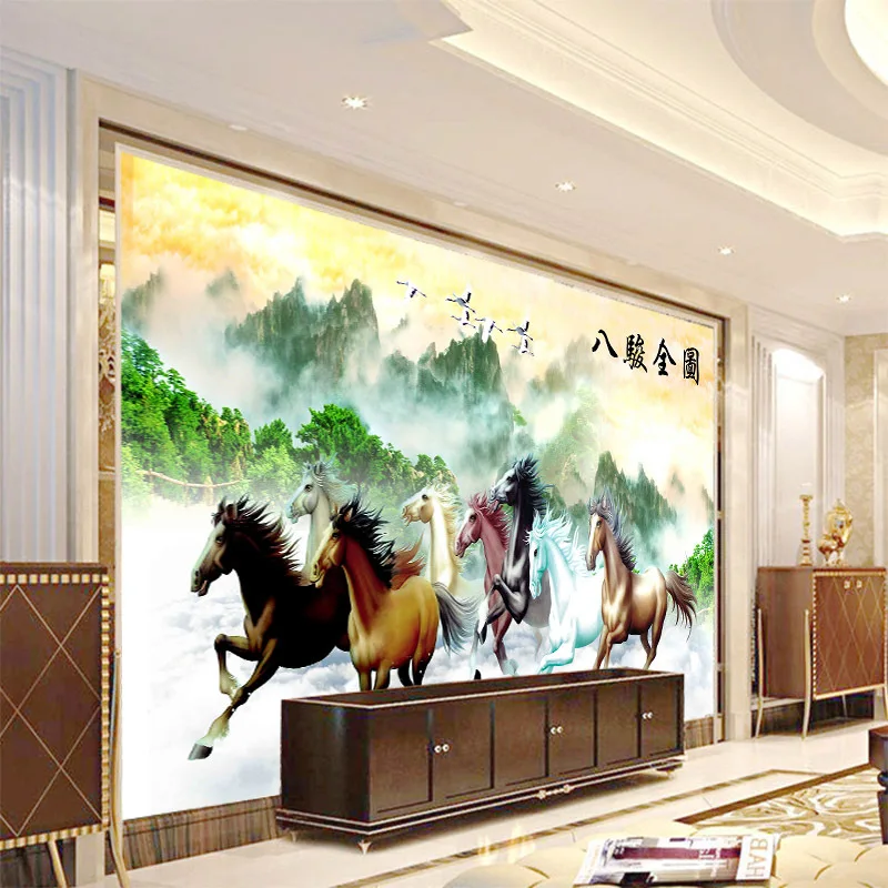 Manufacturers Direct Selling Mural 3D Seamless Television Sofa Bedroom Wall Chinese Style Eight Horses Madaochenggong JM-502 
Manufacturers Direct Selling Mural 3D Seamless Television Sofa Bedroom Wall Chinese Style Eight Horses Madaochenggong JM-502