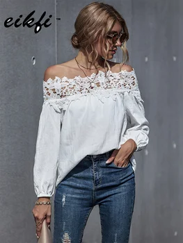 2020 Autumn Women Lace Patchwork Casual Shirt Lday Sexy Slash Neck Long Sleeve Solid White Blouse Female Off Shoulder Tops New
2020 Autumn Women Lace Patchwork Casual Shirt Lday Sexy Slash Neck Long Sleeve Solid White Blouse Female Off Shoulder Tops New