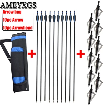 10pc Fiberglass Arrow With Broadhead Arrow And Arrow Quiver Bag Set Outdoor Hunting Shooting Bow And Arrow Archery Accessories
10pc Fiberglass Arrow With Broadhead Arrow And Arrow Quiver Bag Set Outdoor Hunting Shooting Bow And Arrow Archery Accessories