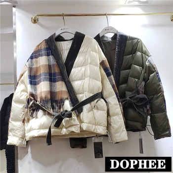 2019 Autumn Winter New V Collar Denim Stitched Plaid Wool Down Cotton Coat Feminine Women's Loose Padded Jacket Students Parkas
2019 Autumn Winter New V Collar Denim Stitched Plaid Wool Down Cotton Coat Feminine Women's Loose Padded Jacket Students Parkas