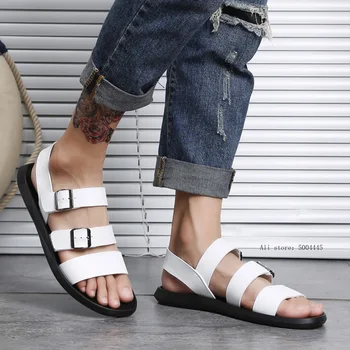 Men's sandals 2019 summer open toe new casual shoes white soft bottom rivet leather youth trend men's shoes unisex sandals 236
Men's sandals 2019 summer open toe new casual shoes white soft bottom rivet leather youth trend men's shoes unisex sandals 236