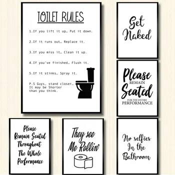 Wall Art Canvas Painting Funny Bathroom Rules Sign Nordic Black White Poster Prints Toilet Humour Pictures Bathroom Home Decor
Wall Art Canvas Painting Funny Bathroom Rules Sign Nordic Black White Poster Prints Toilet Humour Pictures Bathroom Home Decor
