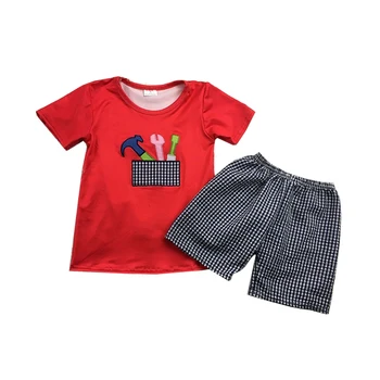 boy summer seersucker outfits short sleeve embroidery fashion boys sets red color
boy summer seersucker outfits short sleeve embroidery fashion boys sets red color