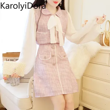High Quality 2020 Women Two-Piece Suit Temperament Elegant Chiffon Stitching Bow Pocket Top + Single-Breasted A-Line Skirt Set
High Quality 2020 Women Two-Piece Suit Temperament Elegant Chiffon Stitching Bow Pocket Top + Single-Breasted A-Line Skirt Set
