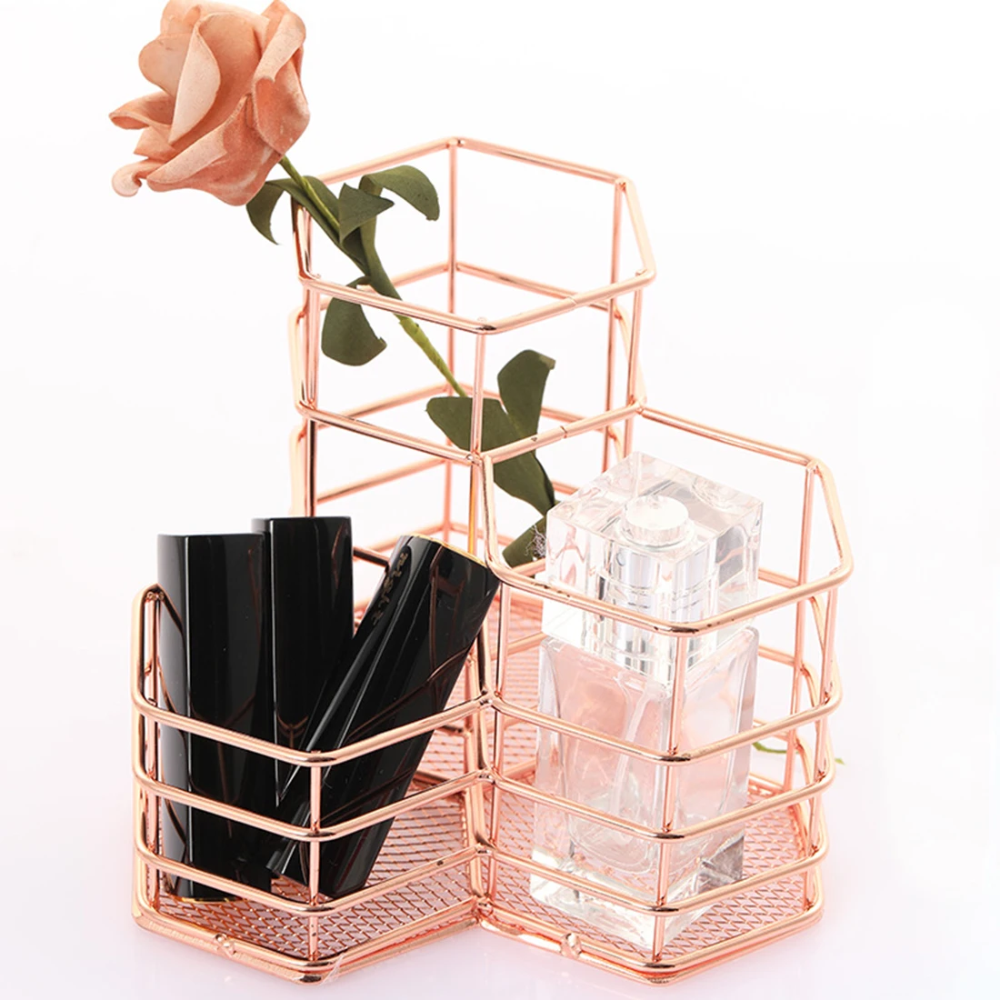 Wrought Iron Hexagonal Pen Holder Desktop Sundries Metal Storage Tube Cosmetic Storage Basket - Rose Gold
Wrought Iron Hexagonal Pen Holder Desktop Sundries Metal Storage Tube Cosmetic Storage Basket - Rose Gold