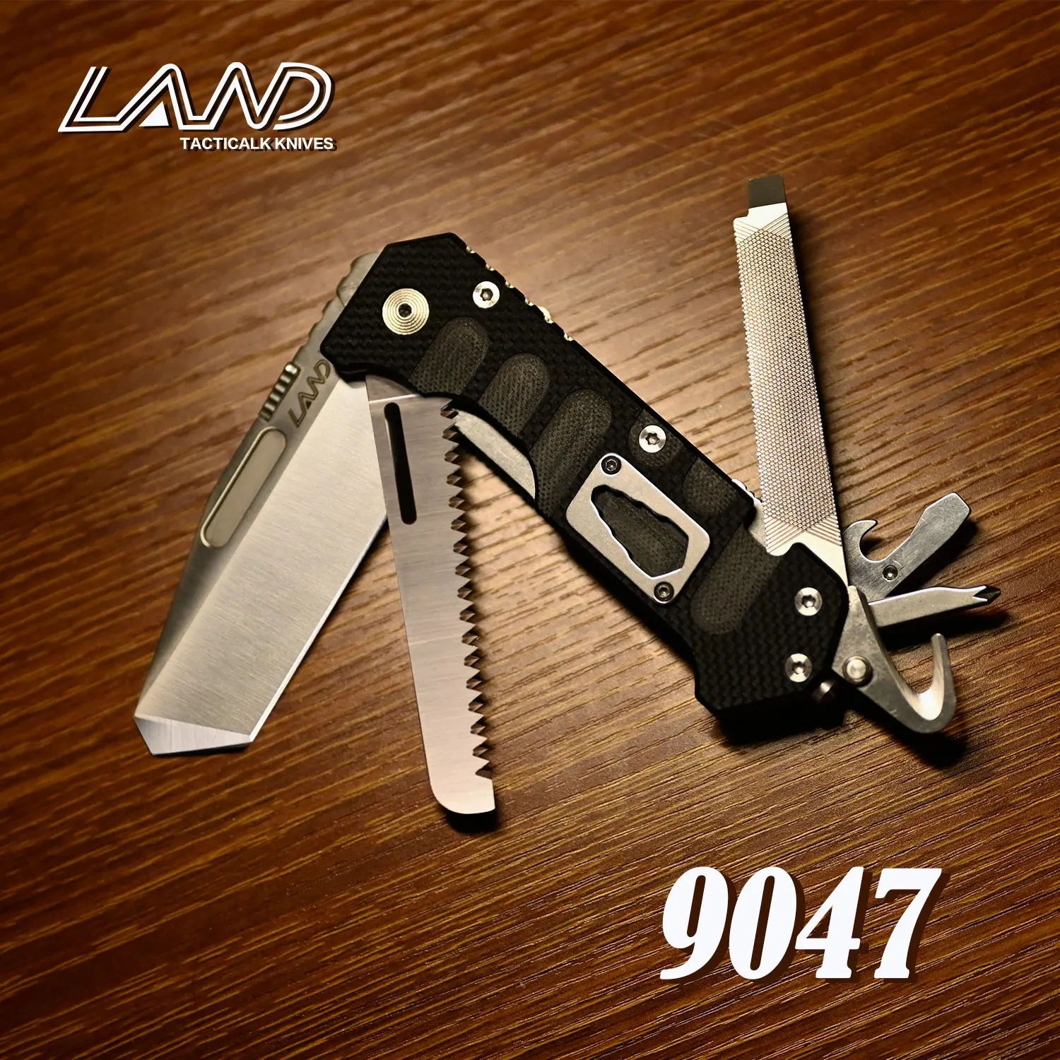 LAND 9047 Multi-Functional EDC Pocket Folding Knife Wood Saw 12c27 Stainless Steel Outdoor Camping Survival Rescue Tool Knives |