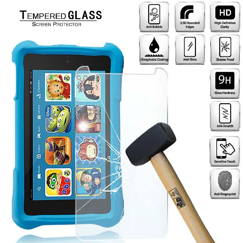 Tablet Tempered Glass Screen Protector Cover for Amazon Kindle Fire 7 Kids Edition (2017) 9H Tempered Protector Film
Tablet Tempered Glass Screen Protector Cover for Amazon Kindle Fire 7 Kids Edition (2017) 9H Tempered Protector Film