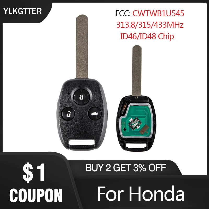 YLKGTTER 3 Buttons 313.8/315/433MHz Remote Car Key For Honda Pilot 2005-2008 with CWTWB1U545 Transponder ID46/ID48 Chip key Suit
YLKGTTER 3 Buttons 313.8/315/433MHz Remote Car Key For Honda Pilot 2005-2008 with CWTWB1U545 Transponder ID46/ID48 Chip key Suit