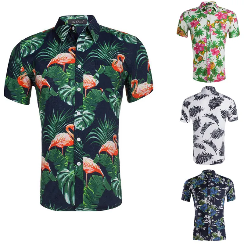 

2024 Summer Men Multi-color Printing Shirt Casual Beach Wear Vacation Leisure Design Hawaiian Styles Cotton Loose Top Plus Size