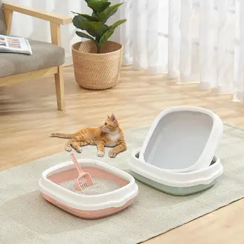 

1Set Pet Toilet Bedpan Cat Litter Box Cat Dog Tray with Scoop Toilet Supply Teddy Anti-Splash Dog Toilette Home Plastic Sandbox