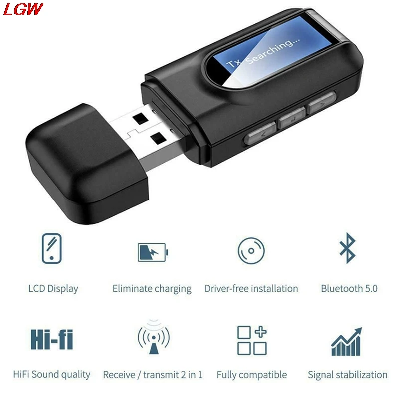 Bluetooth 5.0 transmitter receiver wireless audio 3.5mm USB auxiliary adapter USB Bluetooth for TV/PC car AUX speakers
Bluetooth 5.0 transmitter receiver wireless audio 3.5mm USB auxiliary adapter USB Bluetooth for TV/PC car AUX speakers